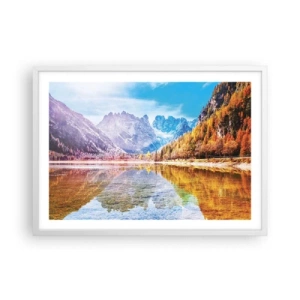 Poster in cornice bianca - E nei monti è già autunno - 70x50 cm