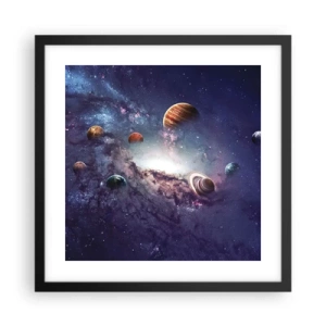 Poster in cornice nera - Sistema solare danzante - 40x40 cm