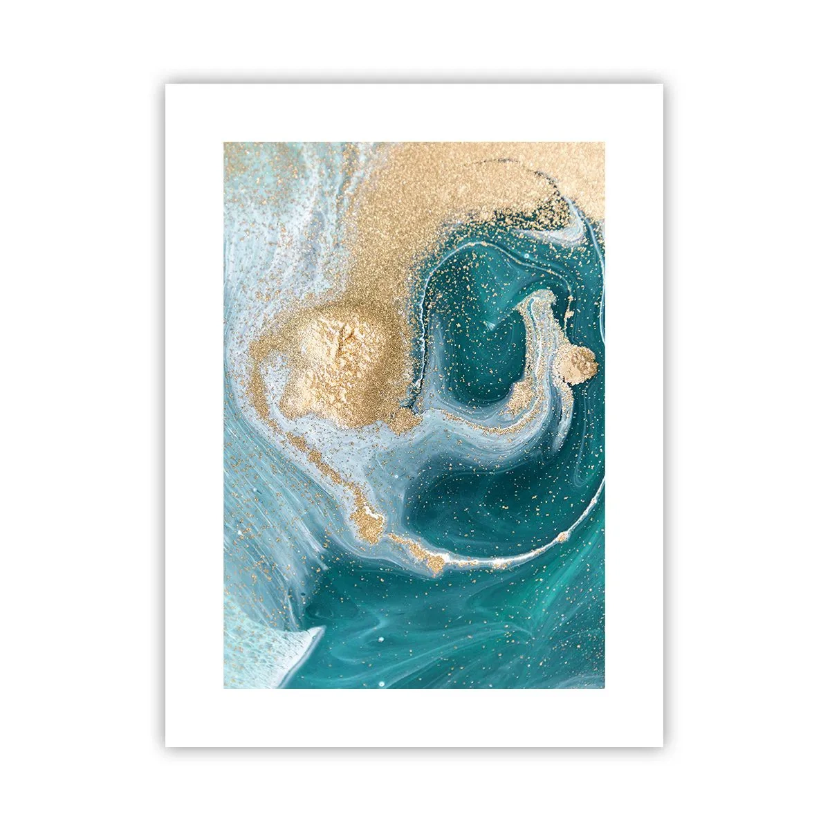 Poster - Vortice di oro e turchese - 30x40 cm