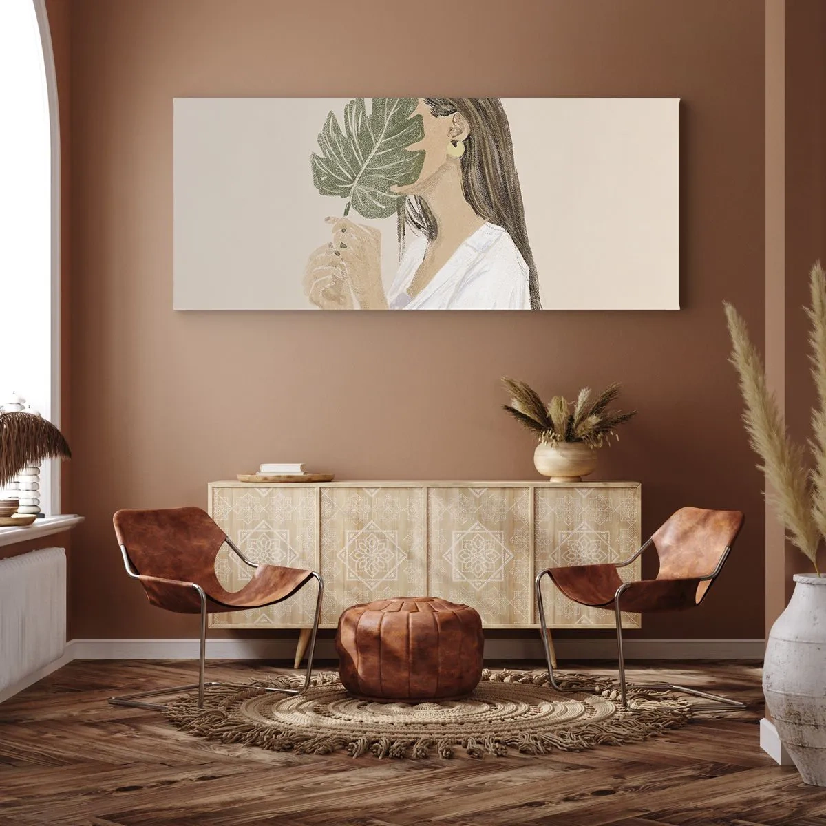 Quadro su tela - Stampe su Tela - Misterioso ritratto con ventaglio - 100x40 cm