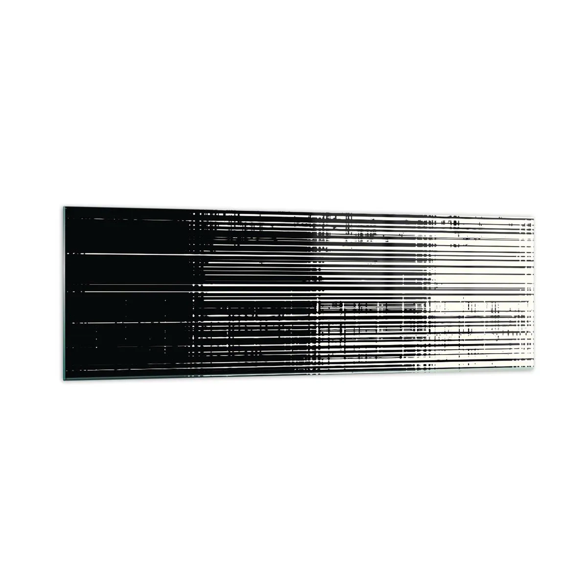 Quadro su vetro - Composizione astratta di linee in bianco e nero contrastanti - 160x50cm - Onde e vibrazioni - Decorazione murale moderna per soggiorno e camera da letto ARTTOR