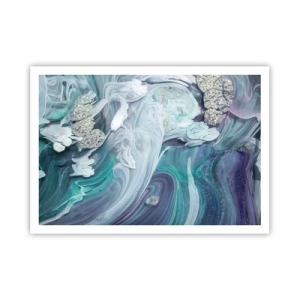 Poster - Vortici astratti nei toni del blu e del bianco - 100x70cm - Correnti di blu - Decorazione murale moderna per soggiorno e camera da letto ARTTOR