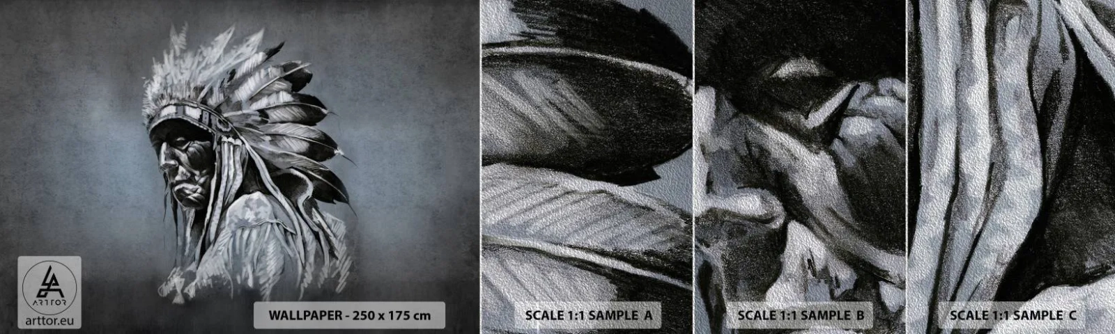 Campione di Fotomurale Premium Sand - Ritorno alle radici - indiano, Pennacchio, Uomo - 100x30 cm