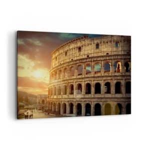 Quadro su tela - Stampe su Tela - Il Colosseo a Roma al tramonto - 120x80cm - Impressione colossale - Decorazione murale moderna per soggiorno e camera da letto ARTTOR