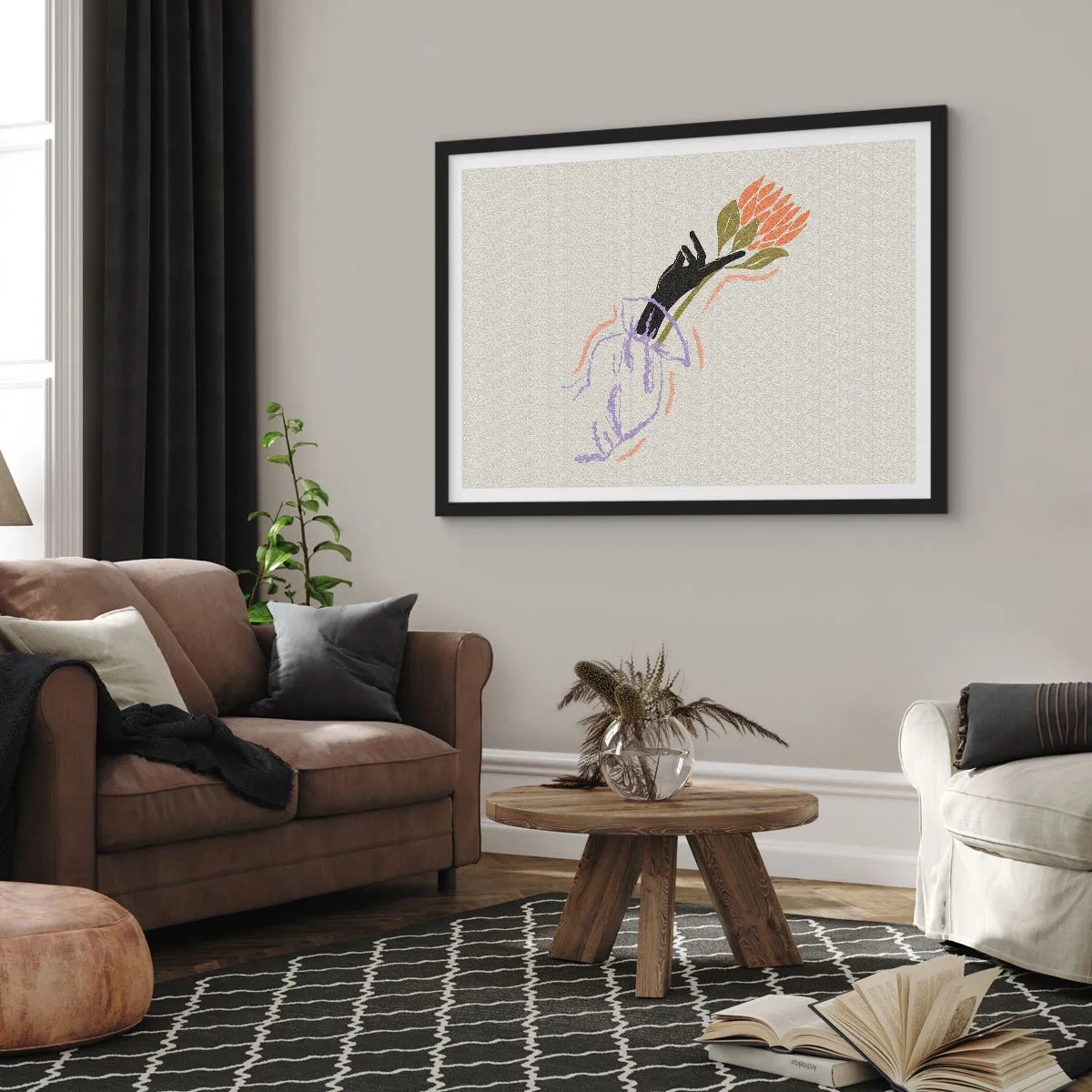 Poster in cornice nera - Tocco delicato - 40x30 cm