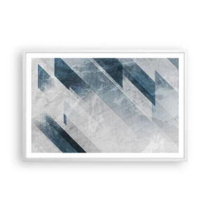 Poster in cornice bianca - Composizione spaziale: movimento in grigio - 91x61 cm