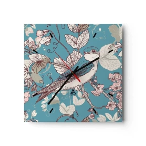 Orologio da parete - Orologio in Vetro - Sul pioppo riflessi e cinguettii - 40x40 cm