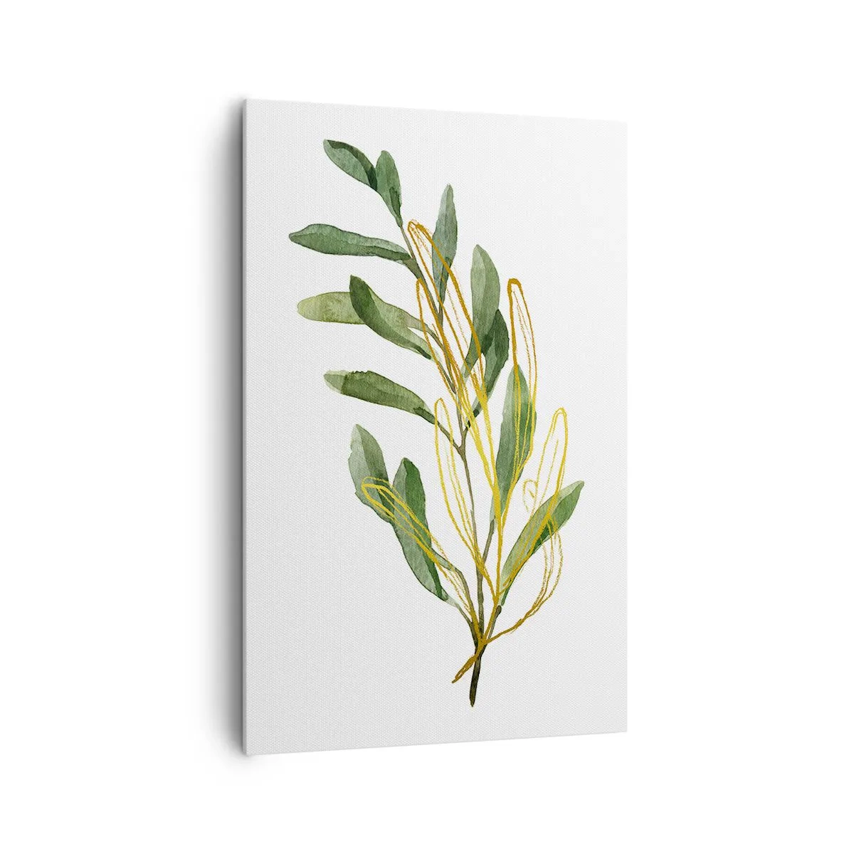 Quadro su tela - Stampe su Tela - Ramo verde con foglie su sfondo bianco - 80x120cm - Tutto ciò che è buono - Decorazione murale moderna per soggiorno e camera da letto ARTTOR