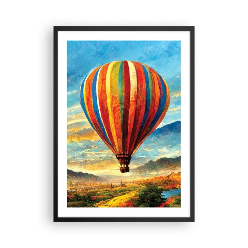 Poster in cornice nera - Un palloncino colorato sopra un paesaggio pittoresco - 50x70cm - Nel silenzio si vede meglio - Decorazione murale moderna per soggiorno e camera da letto ARTTOR