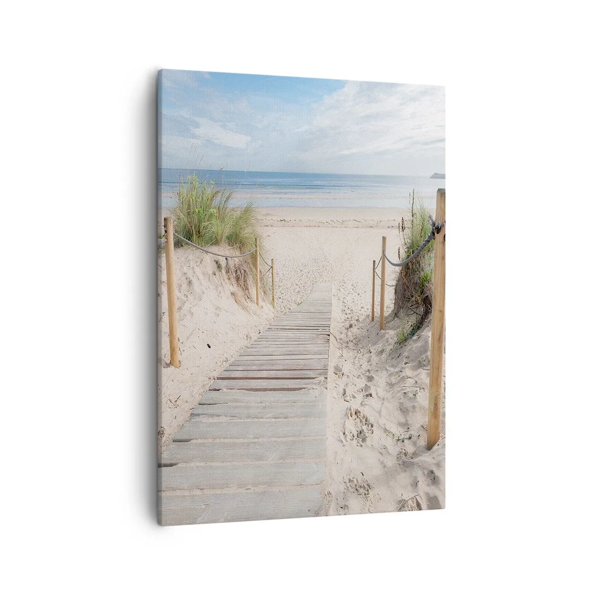 Quadro su tela - Stampe su Tela - Un sentiero di assi che conduce a una spiaggia sabbiosa - 50x70cm - Fino all'orizzonte - Decorazione murale moderna per soggiorno e camera da letto ARTTOR