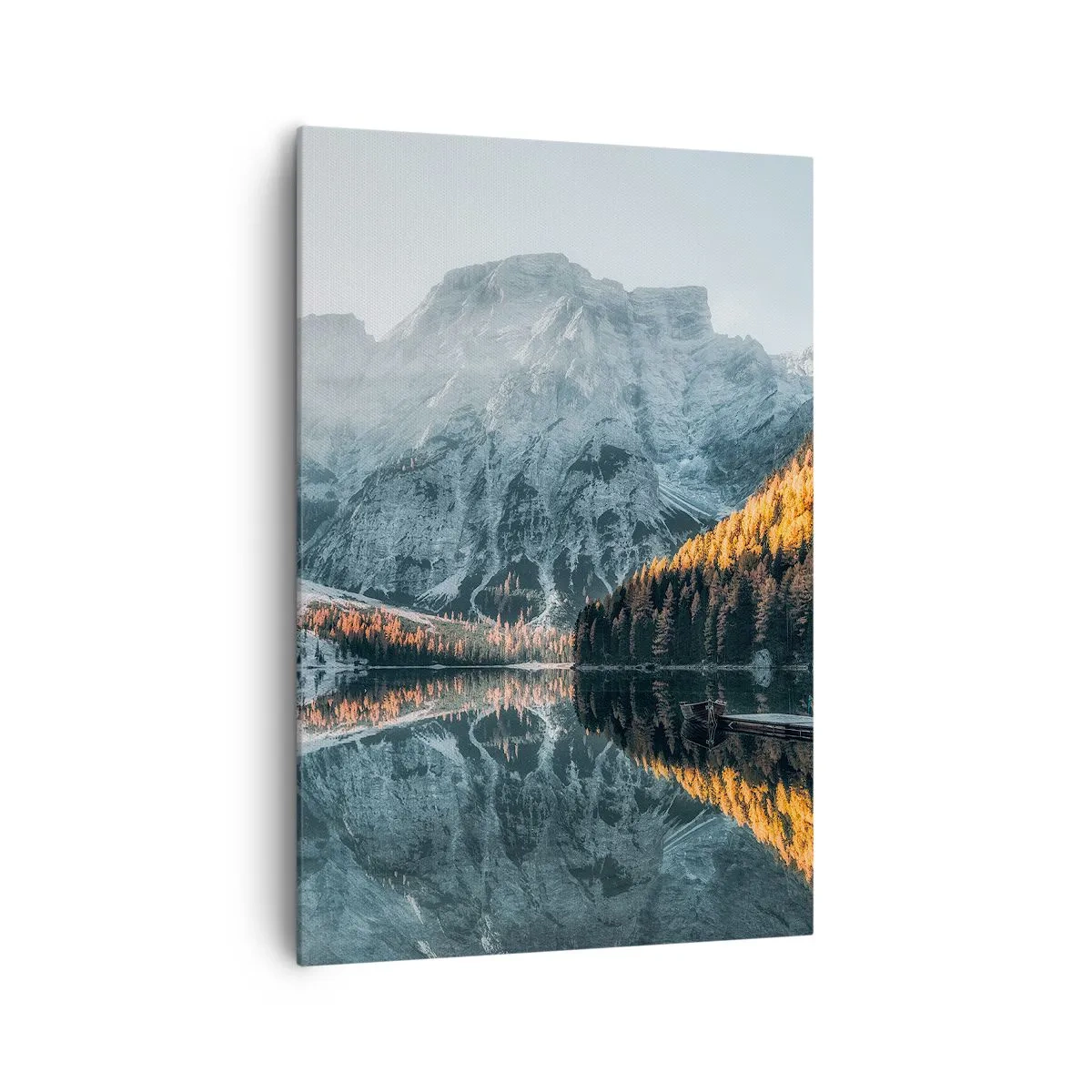 Quadro su tela - Stampe su Tela - Un paesaggio montano riflesso nella calma superficie di un lago - 70x100cm - Paesaggio allo specchio - Decorazione murale moderna per soggiorno e camera da letto ARTTOR