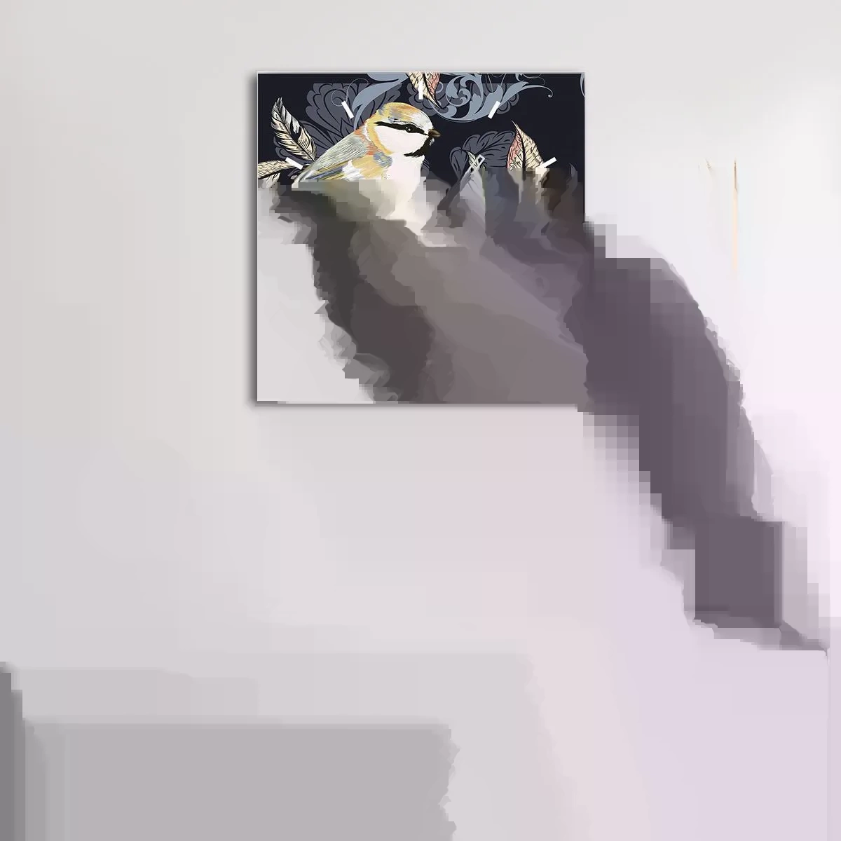 Orologio da parete - Orologio in Vetro - Cinguettio oro e blu - 30x30 cm