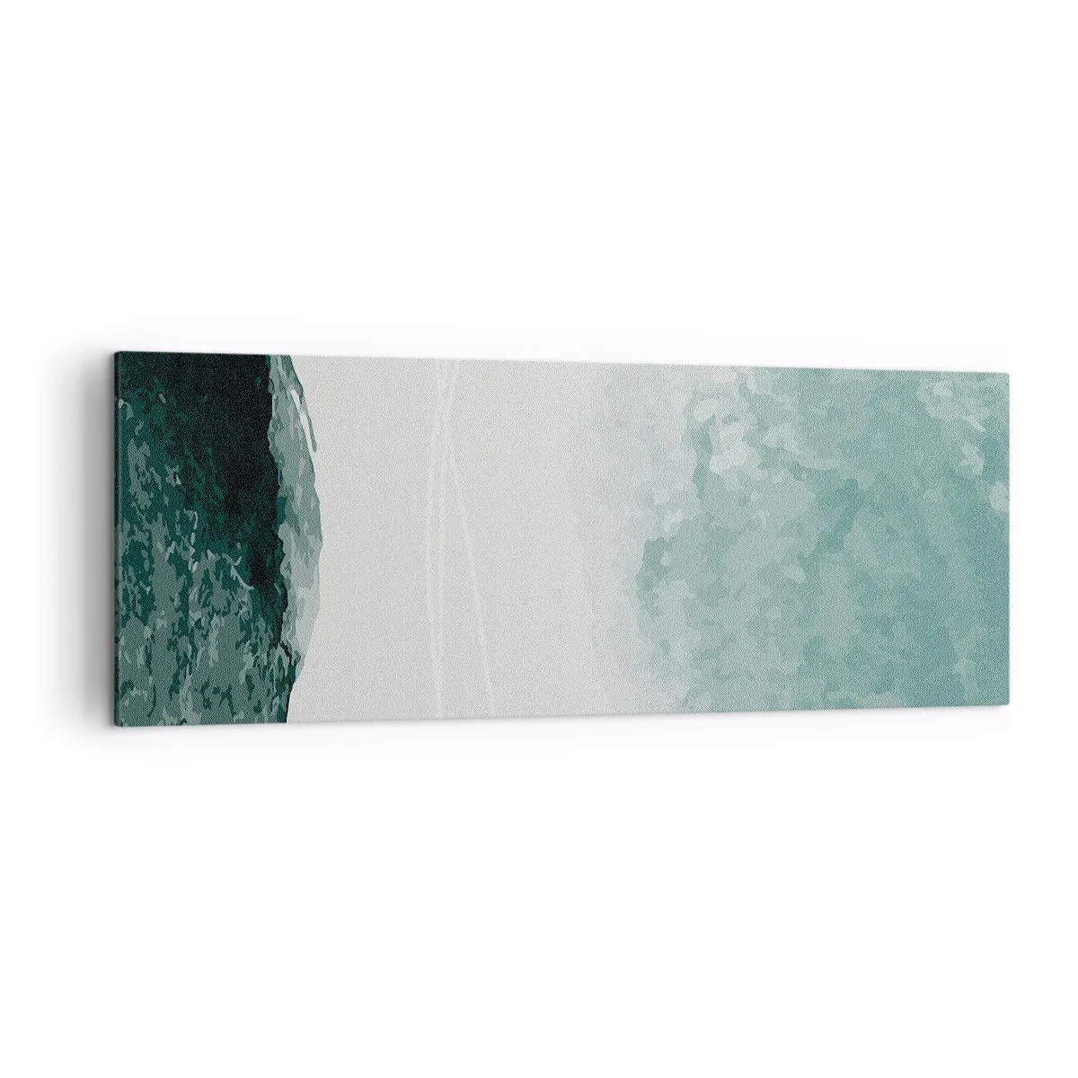 Quadro su tela - Stampe su Tela - Una delicata composizione astratta nelle tonalità del verde, con forme delicate su uno sfondo chiaro. - 140x50cm - Incontro con la nebbia - Decorazione murale moderna per soggiorno e camera da letto ARTTOR