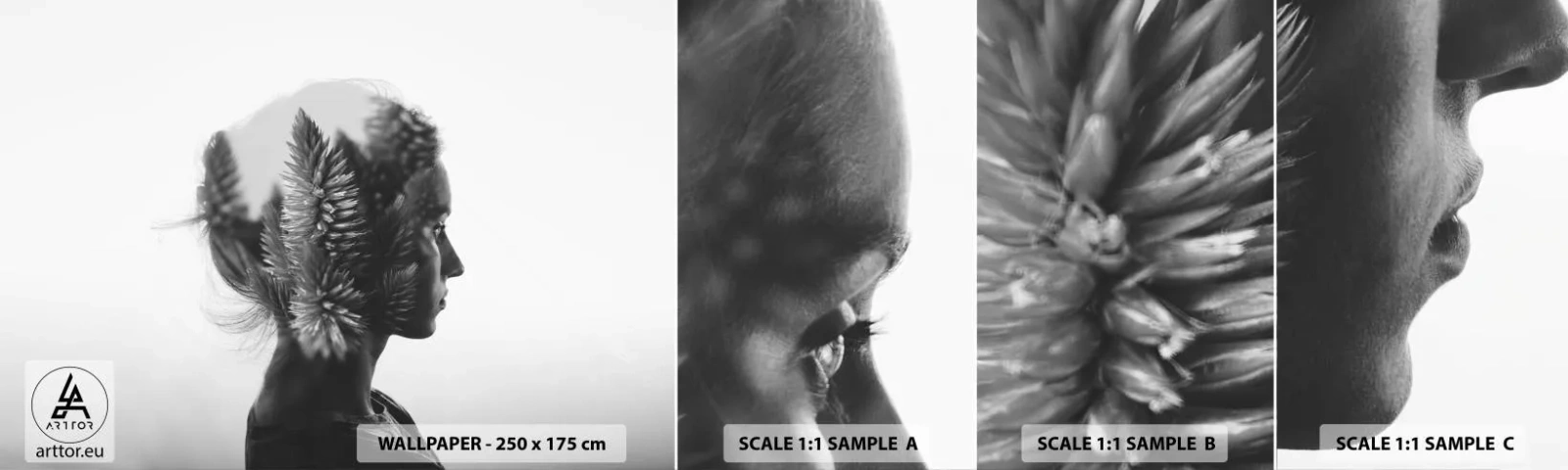 Campione di Fotomurale Adesivo Deluxe Sticker - La signora della pineta - Astrazione, Donna, Pezzo - 100x30 cm