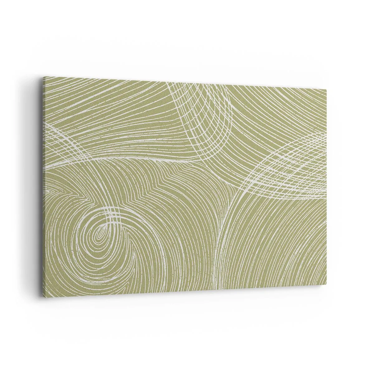 Quadro su tela - Stampe su Tela - Linee verdi e bianche in una composizione astratta - 120x80cm - Astrazione intricata in bianco - Decorazione murale moderna per soggiorno e camera da letto ARTTOR