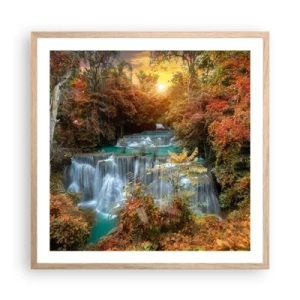 Poster in cornice rovere chiaro - Il tesoro nascosto nel bosco - 60x60 cm