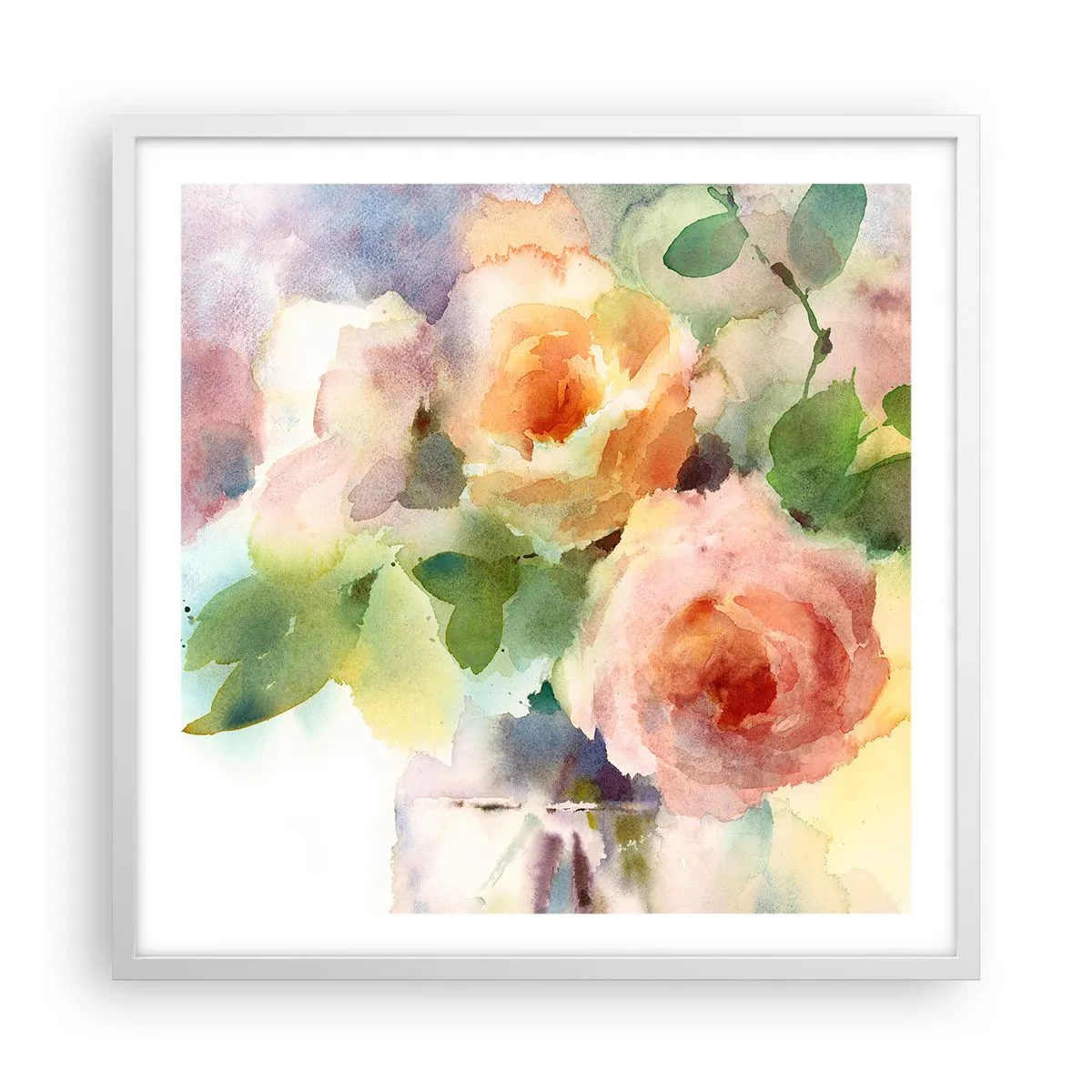 Poster in cornice bianca - Delicati come un acquerello - 60x60 cm