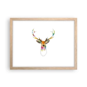 Poster in cornice rovere chiaro - Mite cerbiatto immerso nel colore - 40x30 cm