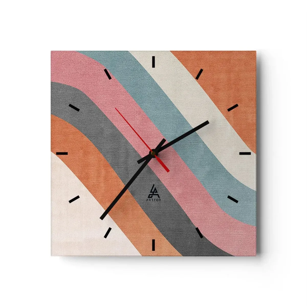 Orologio da parete - Orologio in Vetro - Composizione diagonale: movimento - 40x40 cm
