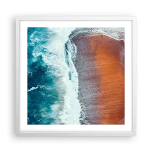 Poster in cornice bianca - Il tocco dell'oceano - 50x50 cm