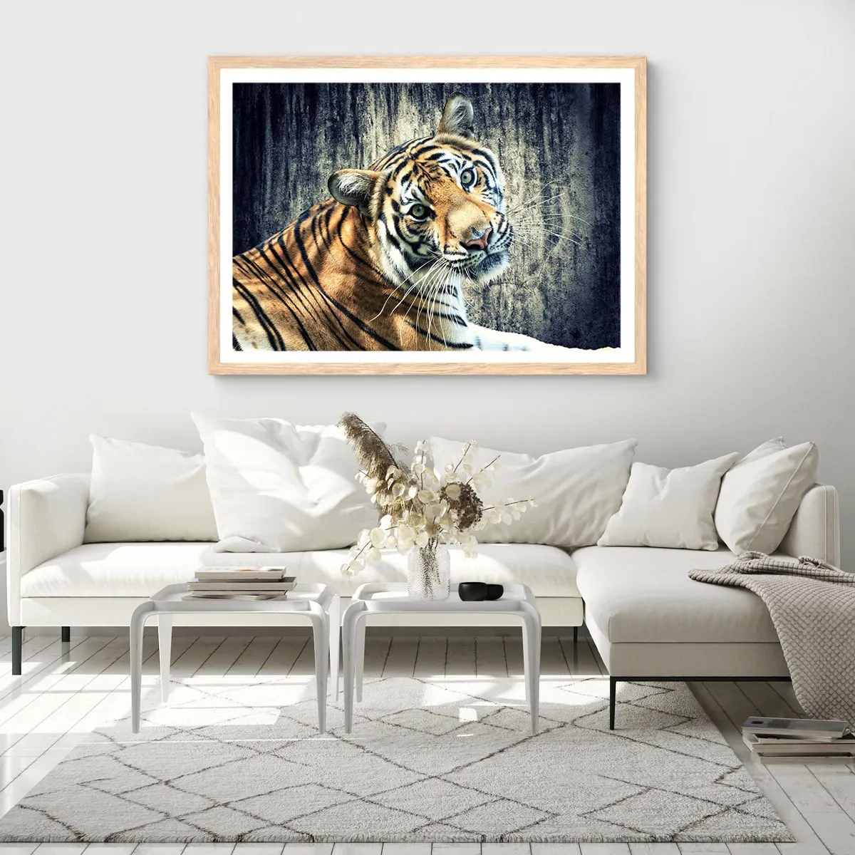 Poster in cornice rovere chiaro - Ritratto nei flussi di luce - 40x30 cm