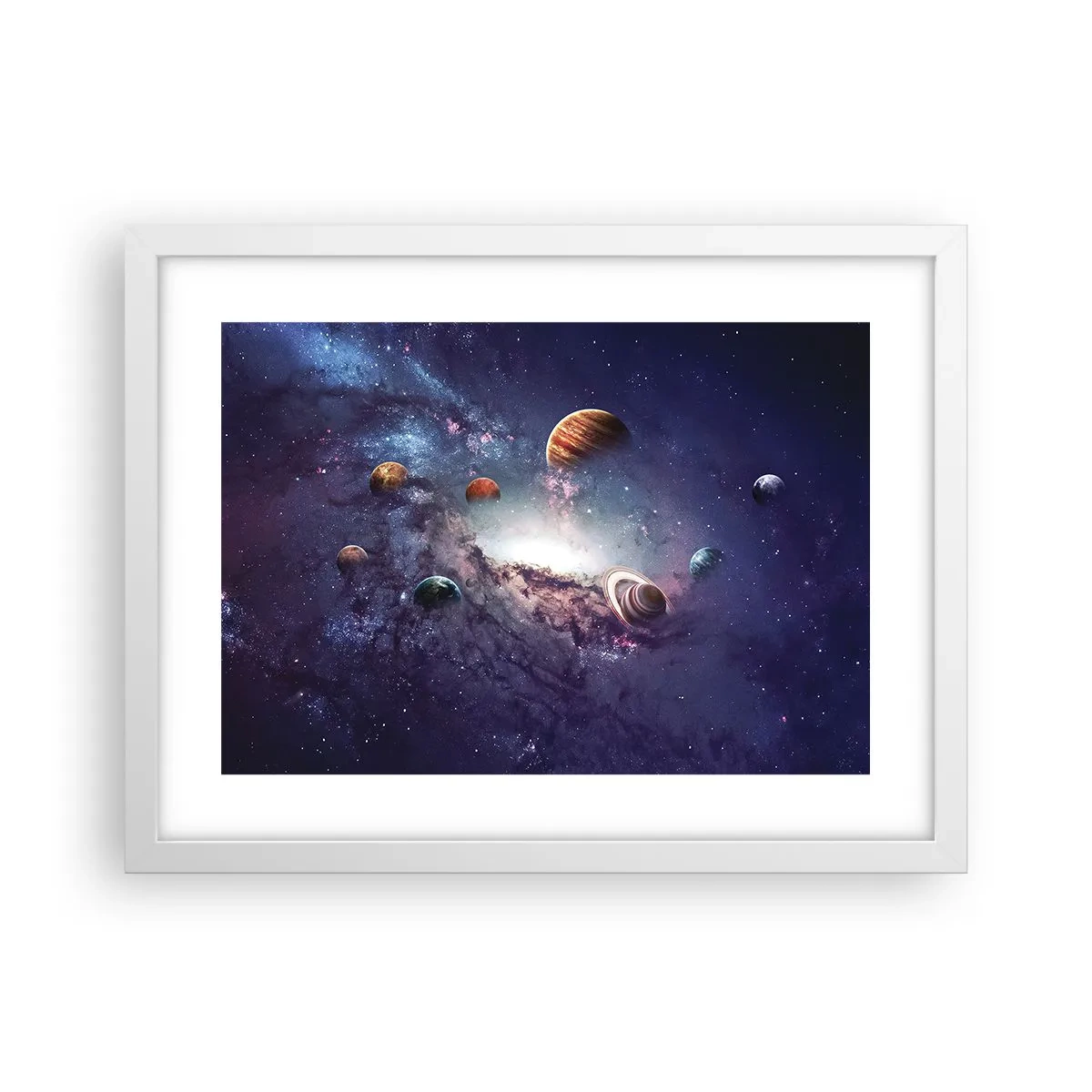 Poster in cornice bianca - Sistema solare danzante - 40x30 cm