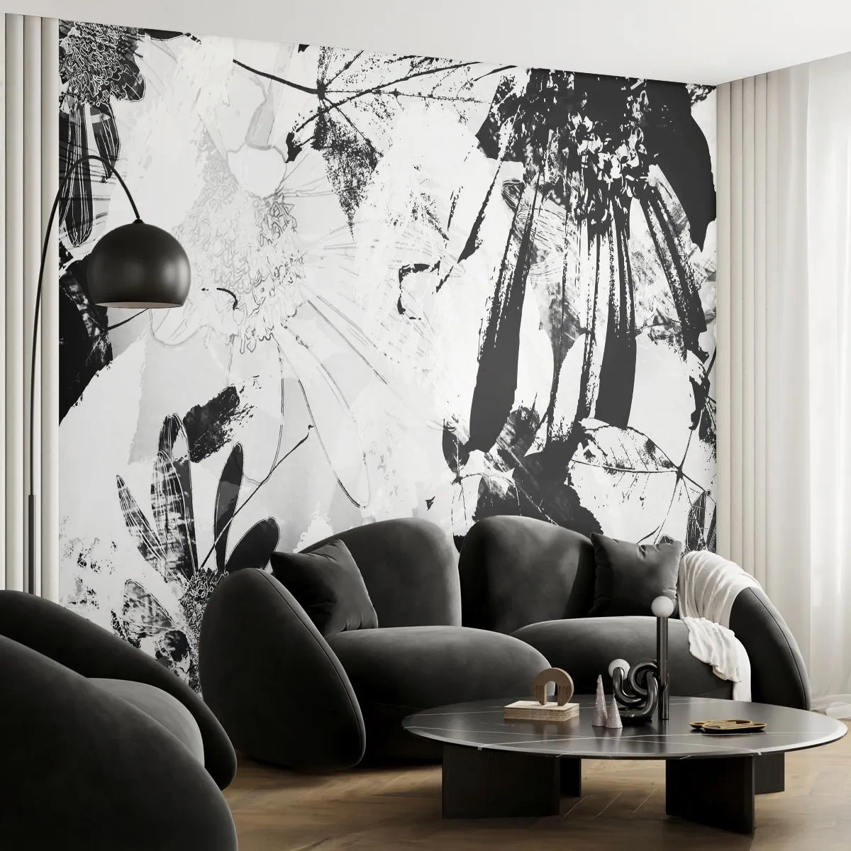 Fotomurali Premium Canvas - Autunno in negativo - Astrazione, Fiori, Grafica - 250x175 cm