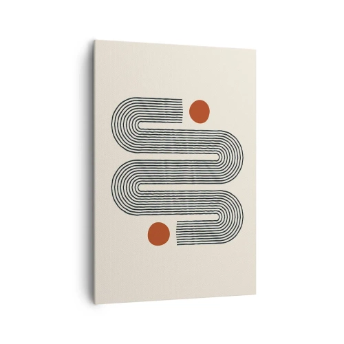 Quadro su tela - Stampe su Tela - Motivo geometrico con linee e cerchi arancioni - 70x100cm - Dall'inizio alla fine - Decorazione murale moderna per soggiorno e camera da letto ARTTOR