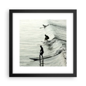 Poster in cornice nera - Onde all'incontro - 30x30 cm