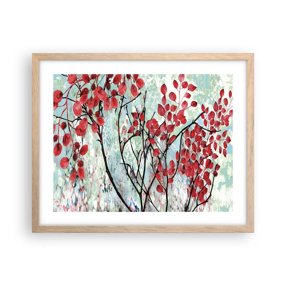 Poster in cornice rovere chiaro - Albero in scarlatto - 50x40 cm