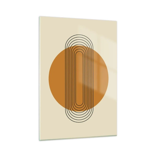 Quadro su vetro - Astrazione geometrica con cerchi e linee - 50x70cm - Piano perfetto - Decorazione murale moderna per soggiorno e camera da letto ARTTOR