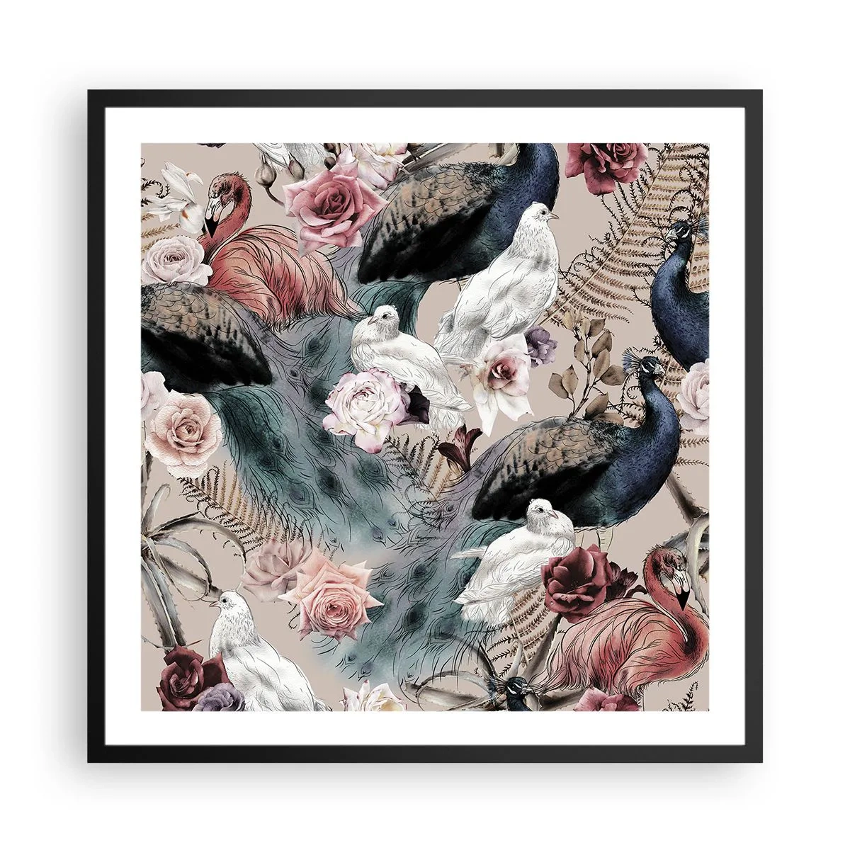 Poster in cornice nera - Nel giardino del palazzo - 60x60 cm