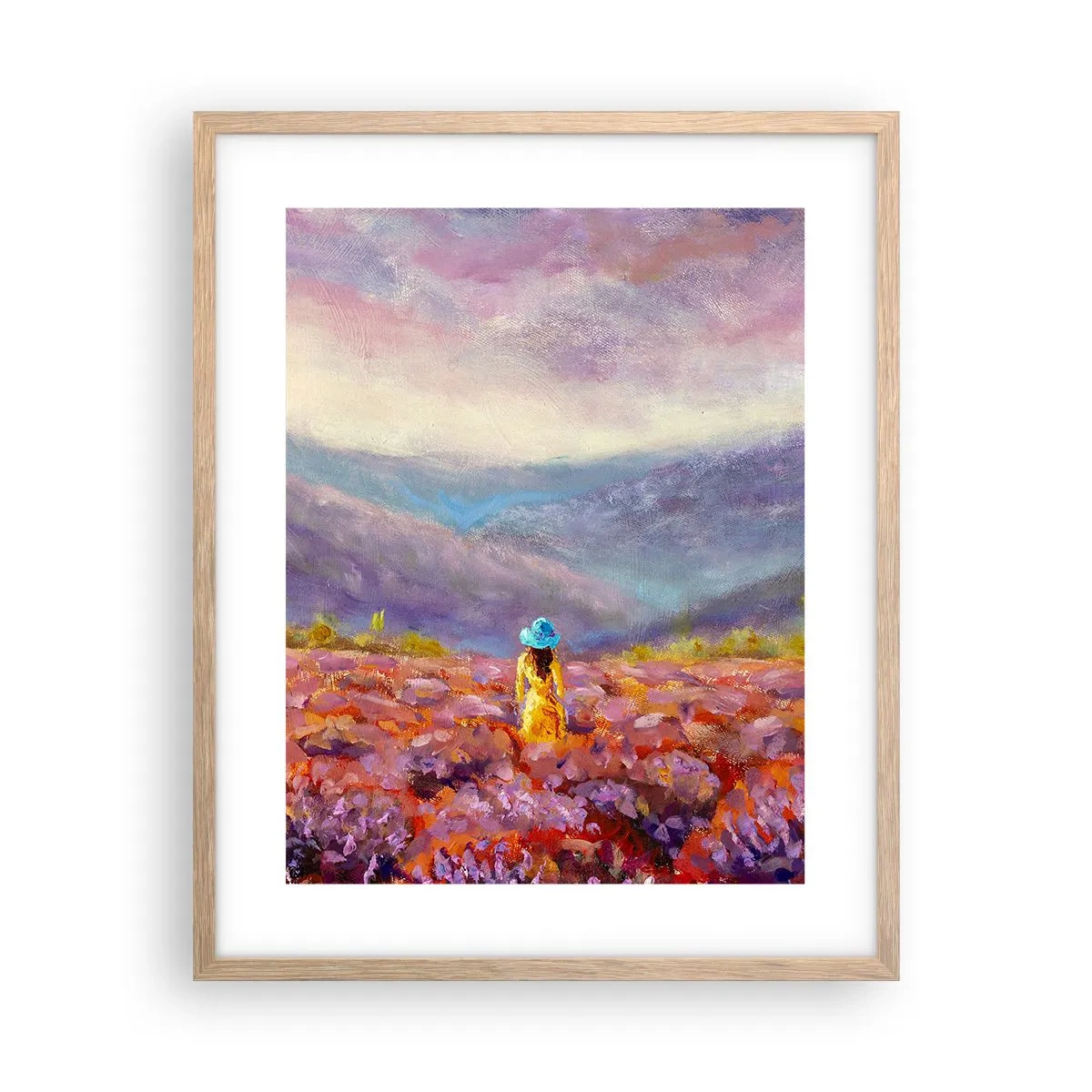 Poster in cornice rovere chiaro - Nel mondo di lavanda - 40x50 cm