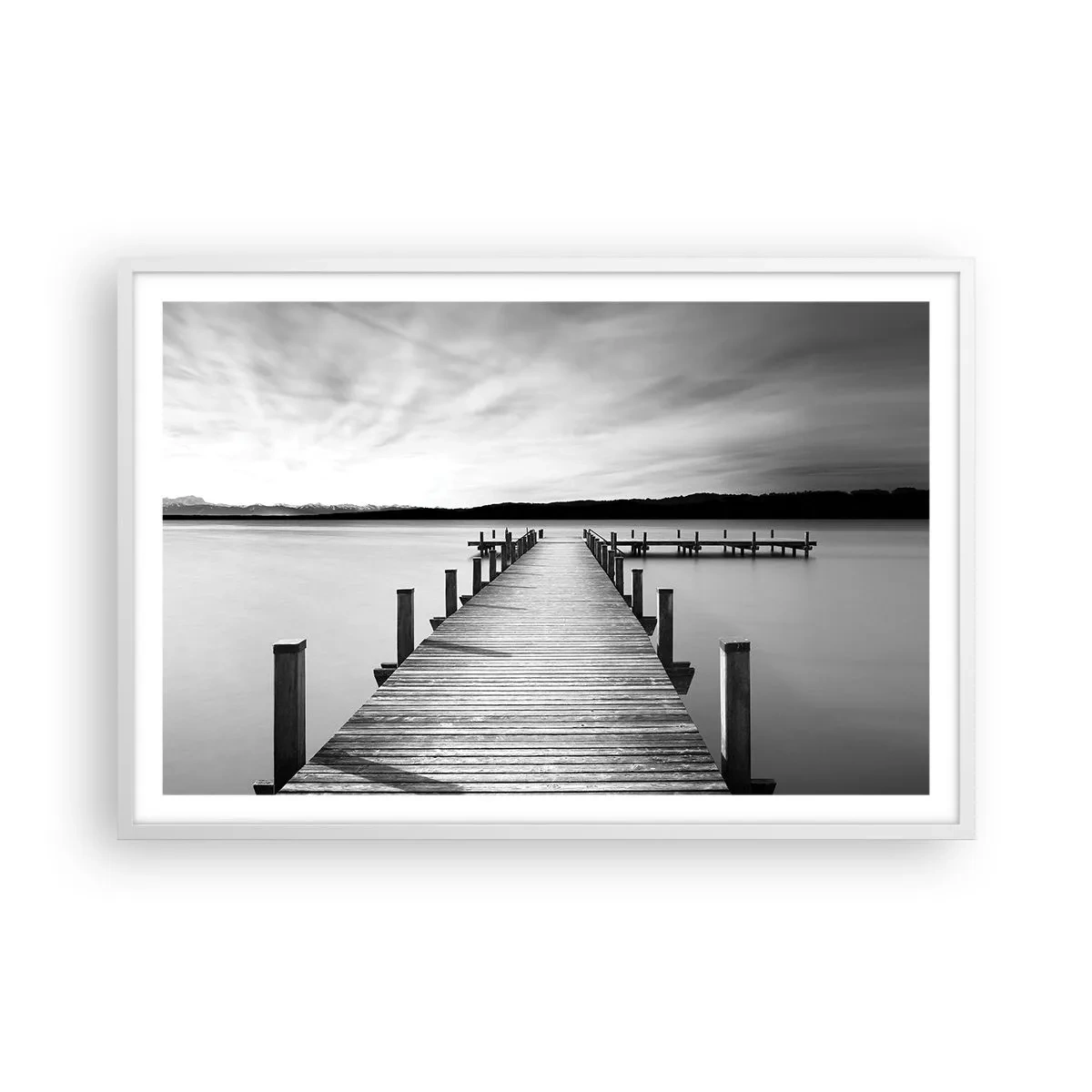 Poster in cornice bianca - Pace sull'acqua - 91x61 cm