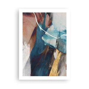 Poster - Astrazione espressiva nei toni del blu e dell'oro - 50x70cm - Con forza ed energia - Decorazione murale moderna per soggiorno e camera da letto ARTTOR