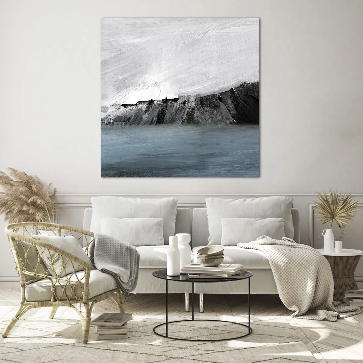 Quadro su vetro - Acqua-terra: lo scontro degli elementi - 70x70 cm