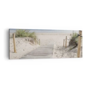 Quadro su tela - Stampe su Tela - Un sentiero di assi che conduce a una spiaggia sabbiosa - 140x50cm - Fino all'orizzonte - Decorazione murale moderna per soggiorno e camera da letto ARTTOR