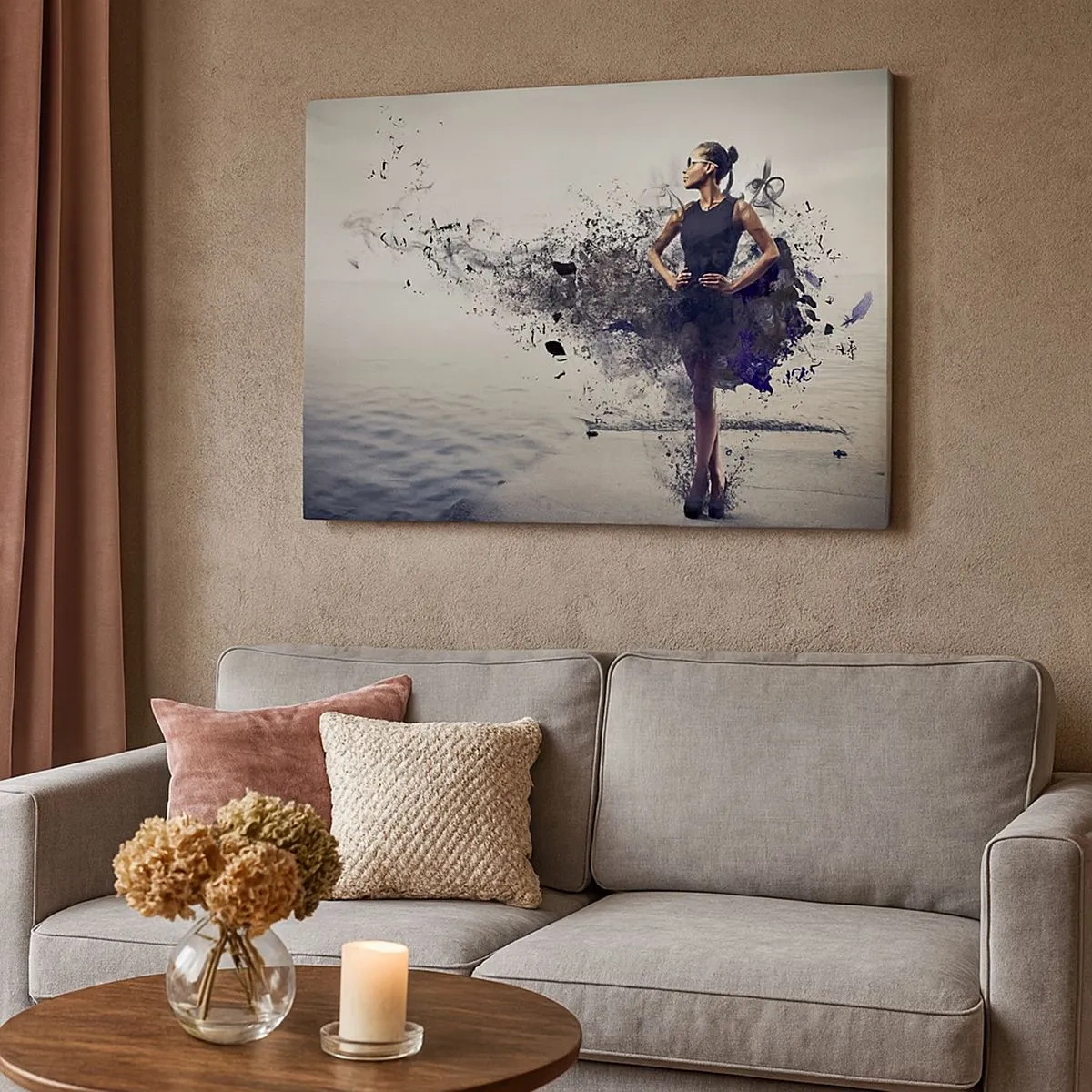 Quadro su tela - Stampe su Tela - Una donna in una composizione artistica sullo sfondo dell'acqua - 70x50cm - Venere africana - Decorazione murale moderna per soggiorno e camera da letto ARTTOR