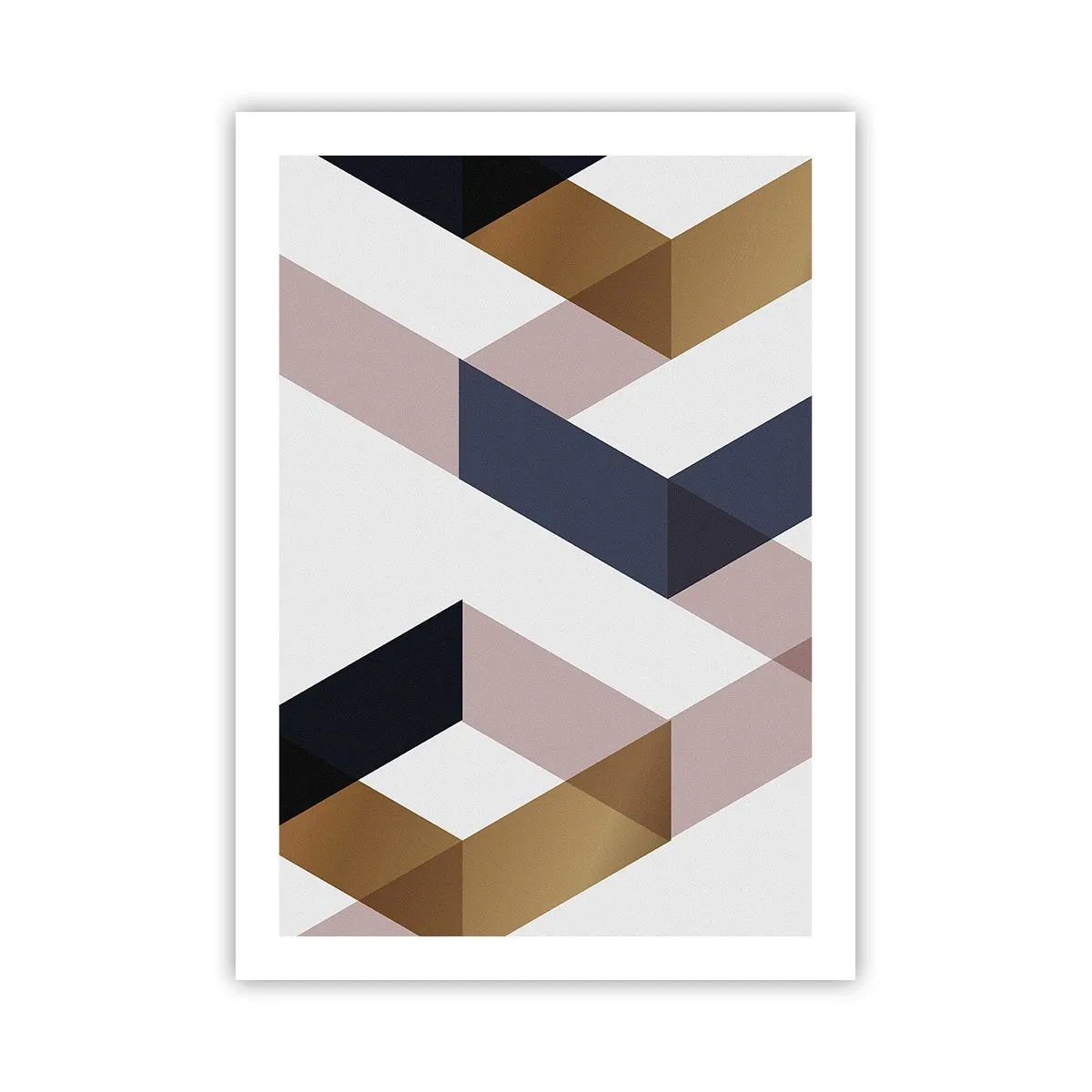 Poster - Forme geometriche nei toni dell'oro, del nero e del beige - 50x70cm - Piani e angoli - Decorazione murale moderna per soggiorno e camera da letto ARTTOR