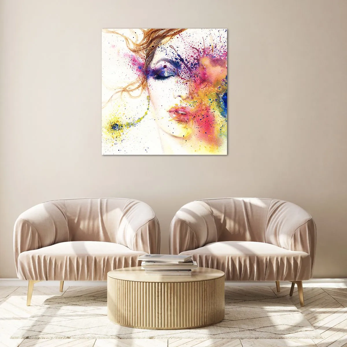 Quadro su vetro - Capogiro arcobaleno - 70x70 cm