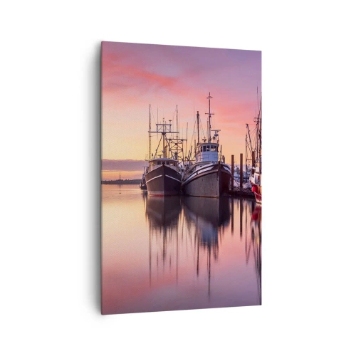 Quadro su tela - Stampe su Tela - Barche da pesca nel porto al tramonto - 80x120cm - Prima del giorno successivo - Decorazione murale moderna per soggiorno e camera da letto ARTTOR