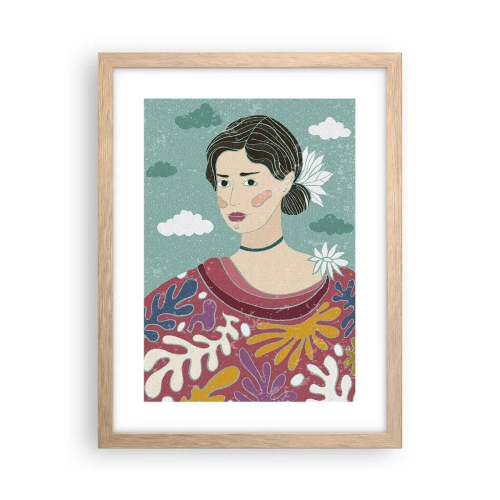 Poster in cornice rovere chiaro - Con la malinconia nello sguardo - 30x40 cm