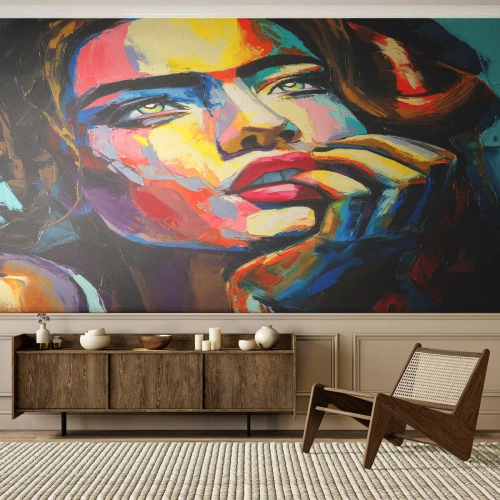 Fotomurali Standard Eco - I sogni come uccelli planano nel cielo - Ritratto di una donna, Viso, Pezzo - 350x256 cm