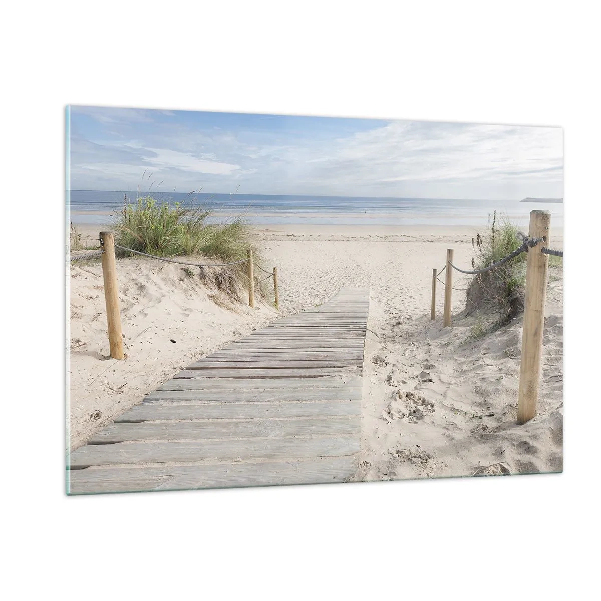 Quadro su vetro - Sentiero per la spiaggia con vista mare - 120x80cm - Fino all'orizzonte - Decorazione murale moderna per soggiorno e camera da letto ARTTOR