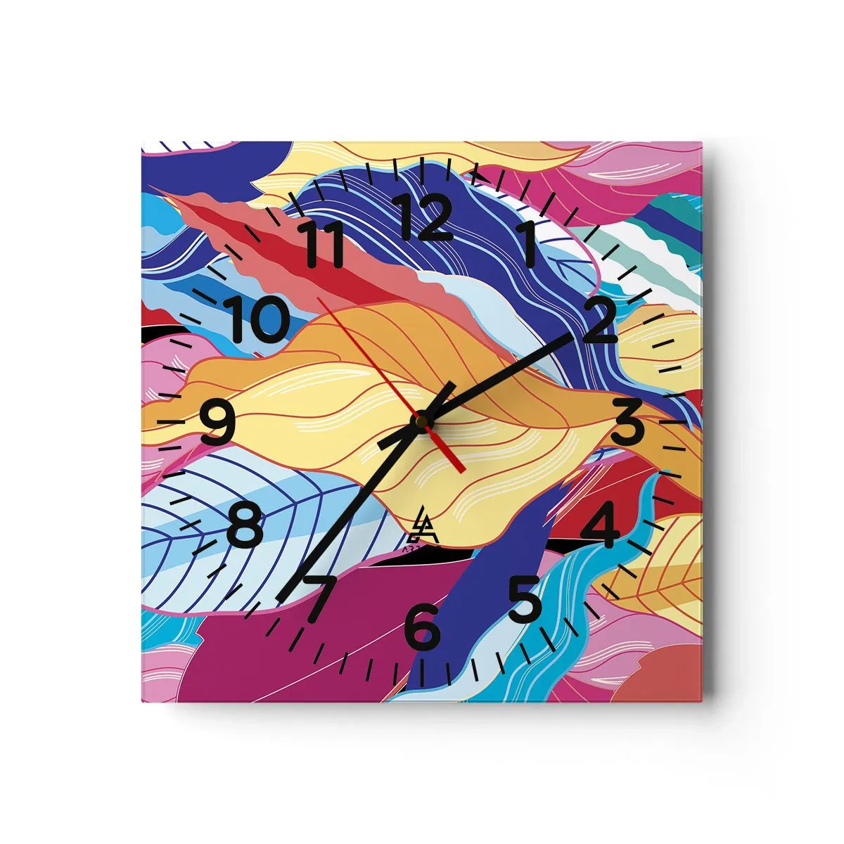 Orologio da parete - Orologio in Vetro - Disordine colorato - 40x40 cm