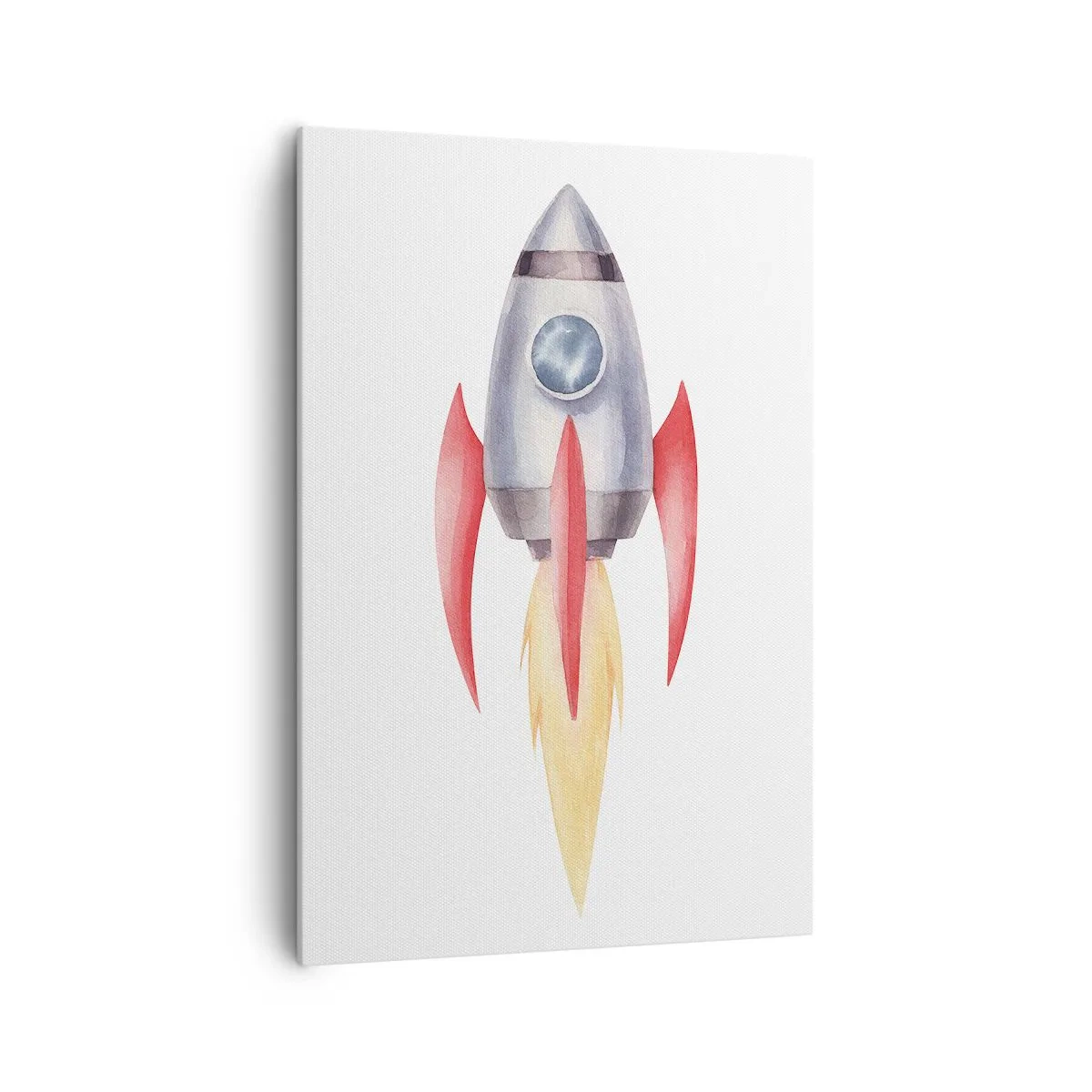 Quadro su tela - Stampe su Tela - Razzo in stile acquerello su sfondo bianco - 70x100cm - Più in alto, più veloce, più lontano - Decorazione murale moderna per soggiorno e camera da letto ARTTOR