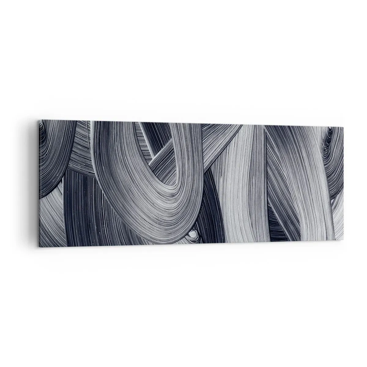 Quadro su tela - Stampe su Tela - Astrazione in bianco e nero con pennellate dinamiche. - 140x50cm - La fluidità della realtà - Decorazione murale moderna per soggiorno e camera da letto ARTTOR