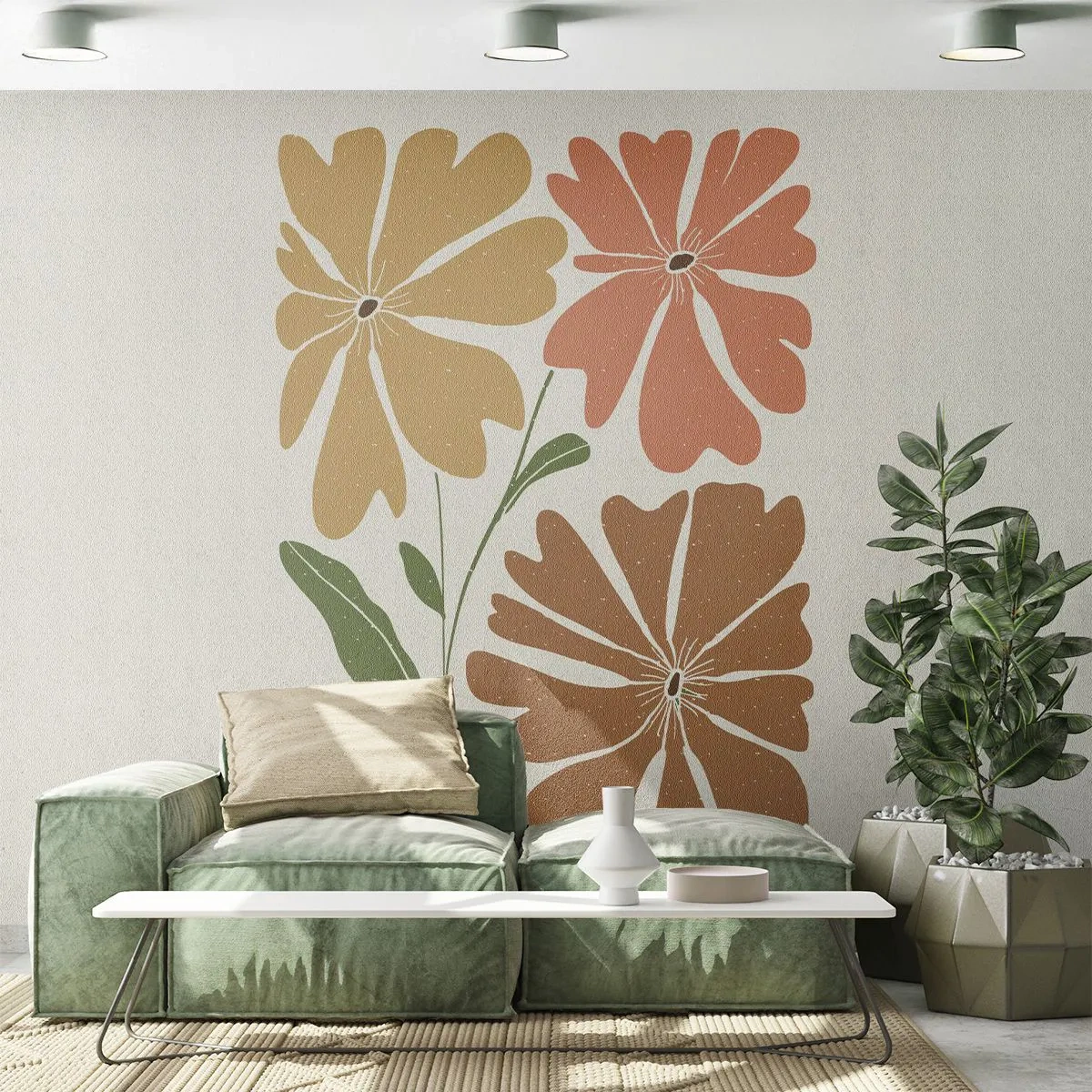 Fotomurali Standard Eco - Natura e geometria - Boho, Fiori, Minimalismo - 350x256 cm