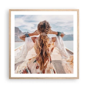 Poster in cornice rovere chiaro - In cammino verso la felicità - 60x60 cm