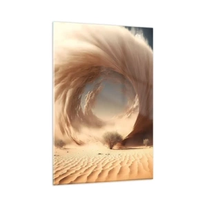 Quadro su vetro - Vortice di sabbia dinamico in un deserto con alberi - 80x120cm - Il portale è aperto - Decorazione murale moderna per soggiorno e camera da letto ARTTOR